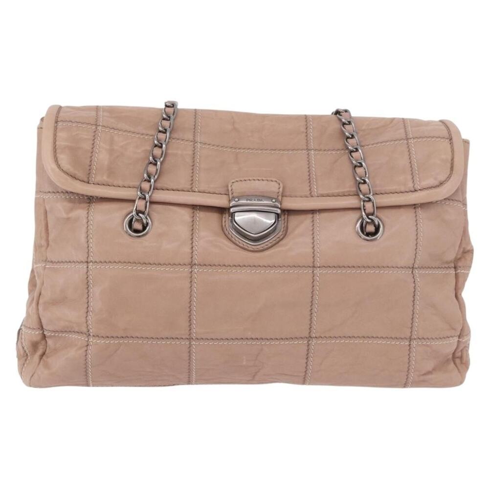 Prada Leather Chain Shoulder Bag Pink